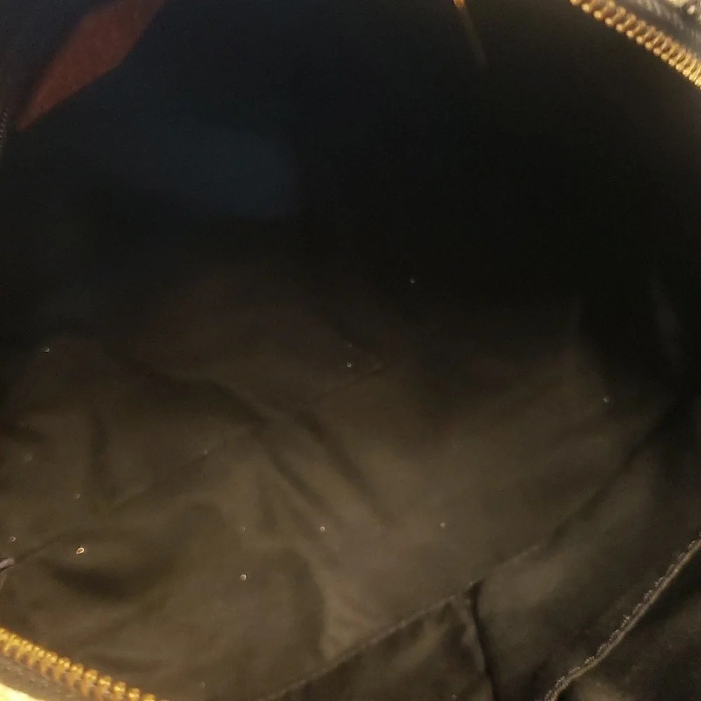 Fossil striped gray and cream canvas satchel bag